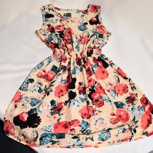 Drunken Tango Floral Mini Fit & Flare Dress Sleeveless Smocked Waist XXL Fits‎ L